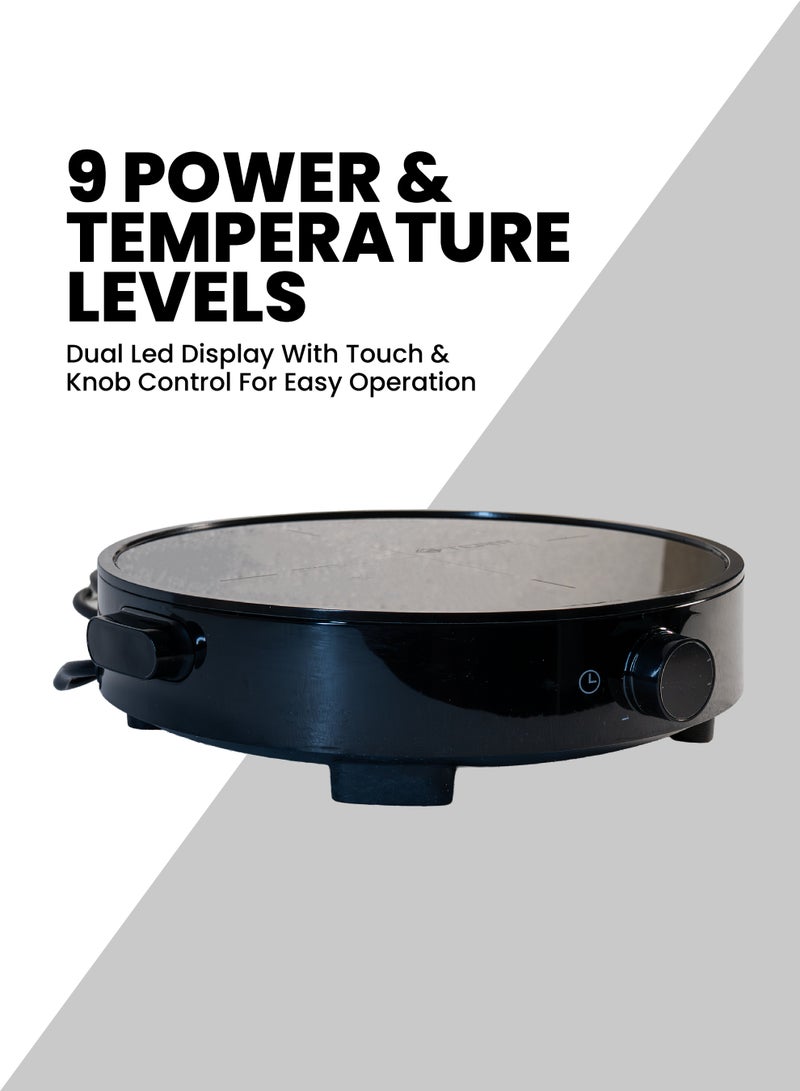 TEAM Infrared Cooker | 2000W Electric Hot Plate | Touch & Knob Control | Dual LED Display | 9 Power & Temperature Levels | Black Crystal Plate | 99-Min Timer | Compact Design - Image 3